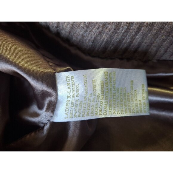 Green Tea Brown Vest Ladies' XL  Faux Fur Lining - Picture 5 of 8